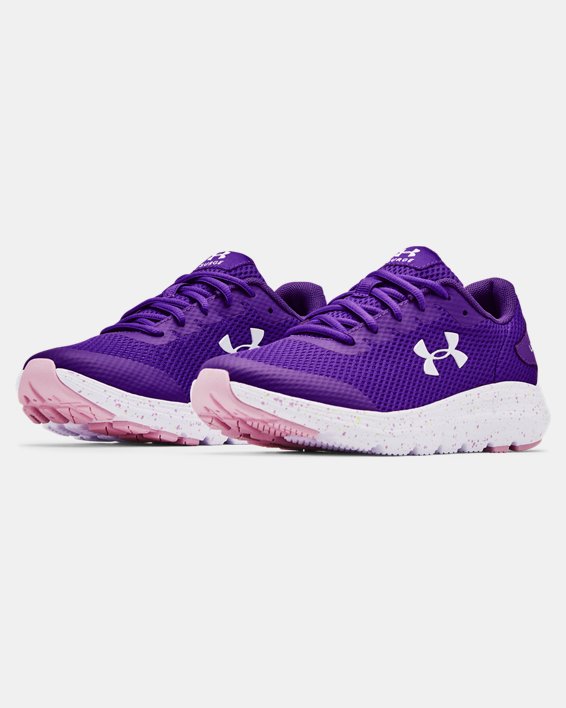 Girls' Grade School UA Surge 2 Fade Running Shoes, Purple, pdpMainDesktop image number 3